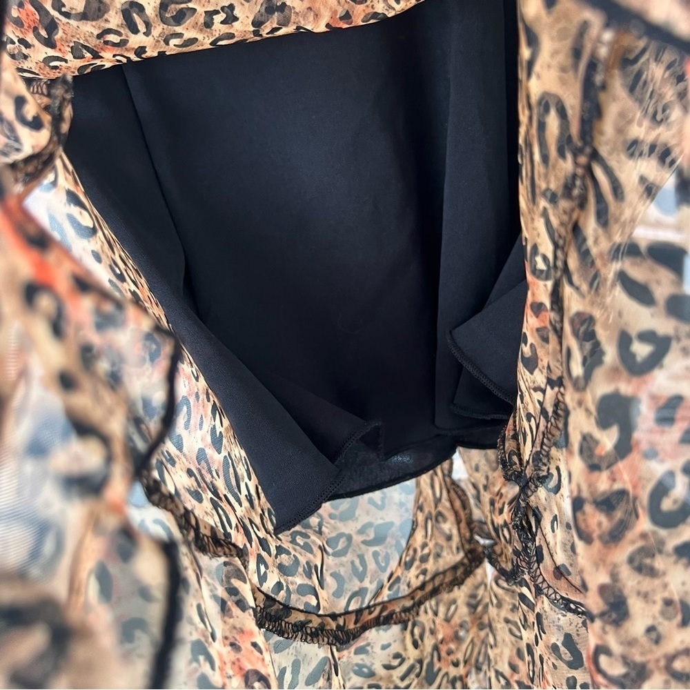 Vintage Y2K Leopard Print Ruffle Hem Dress- 12/L - Picture 5 of 9